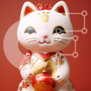 Intra Συλλεκτικό Ξύλινο Παζλ Plywood  4mm - Διακοσμητικό ειδώλιο τυχερής γάτας Σε Ξύλινο Κουτί - Διαστάσεις: 10x10 cm – 25 κομμάτια