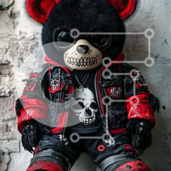 Intra Συλλεκτικό Ξύλινο Παζλ Plywood  4mm - Punk Gothic Bear Toy Σε Ξύλινο Κουτί - Διαστάσεις: 10x10 cm – 25 κομμάτια - Image 1