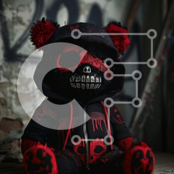 Intra Συλλεκτικό Ξύλινο Παζλ Plywood  4mm - Γοτθικό αρκουδάκι σε αστικό περιβάλλον Σε Ξύλινο Κουτί - Διαστάσεις Puzzle: 10x10 cm – 25 κομμάτια - Image 1