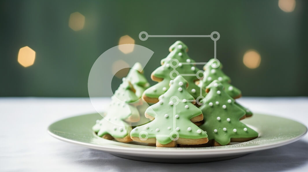 Intra Συλλεκτικό Ξύλινο Παζλ Plywood  4mm - Μπισκότα χριστουγεννιάτικου δέντρου σε ένα πιάτο Σε Ξύλινο Κουτί - Διαστάσεις: 10x10 cm – 25 κομμάτια