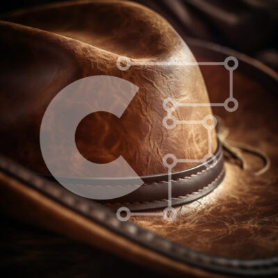 Intra Συλλεκτικό Ξύλινο Παζλ Plywood 4mm - Κοντινό πλάνο ενός καφέ δερμάτινου καπέλου καουμπόη Σε Ξύλινο Κουτί - Διαστάσεις: 10x10 cm – 25 κομμάτια - Image 1