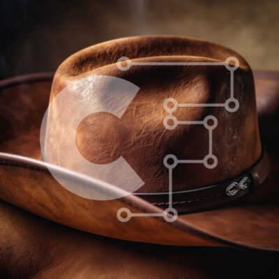 Intra Συλλεκτικό Ξύλινο Παζλ Plywood  4mm - Vintage καφέ δερμάτινο καουμπόικο καπέλο Σε Ξύλινο Κουτί - Διαστάσεις: 10x10 cm – 25 κομμάτια - Image 1