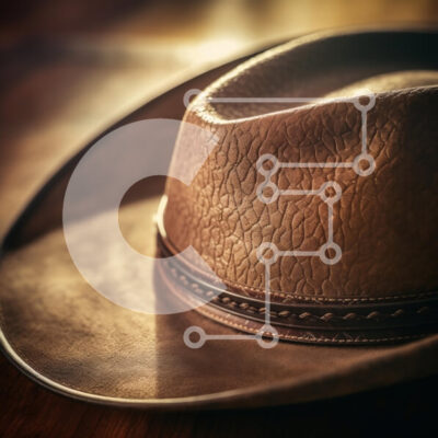 Intra Συλλεκτικό Ξύλινο Παζλ Plywood  4mm - Κοντινό πλάνο ενός καπέλου καουμπόη Σε Ξύλινο Κουτί - Διαστάσεις: 10x10 cm – 25 κομμάτια - Image 1