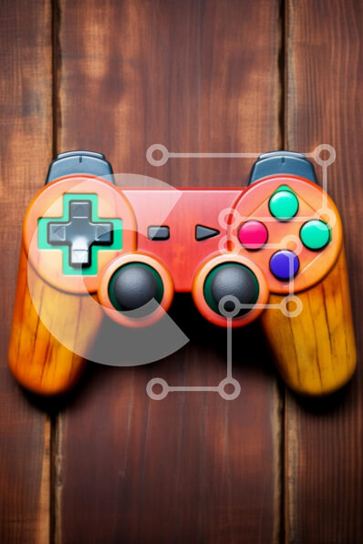 Intra Συλλεκτικό Ξύλινο Παζλ Plywood  4mm - Ζωντανό χειριστήριο βιντεοπαιχνιδιών σε ξύλινη επιφάνεια Σε Ξύλινο Κουτί - Διαστάσεις Puzzle: 10x10 cm – 25 κομμάτια