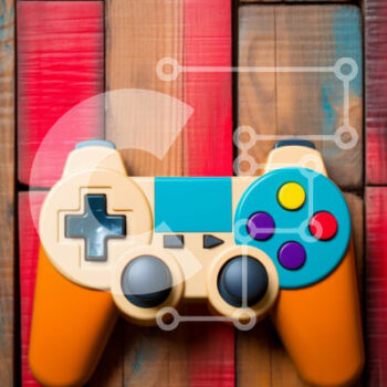 Intra Συλλεκτικό Ξύλινο Παζλ Plywood  4mm - Πολύχρωμο χειριστήριο βιντεοπαιχνιδιών σε ξύλινη επιφάνεια Σε Ξύλινο Κουτί - Διαστάσεις Puzzle: 10x10 cm – 25 κομμάτια - Image 1