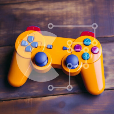 Intra Συλλεκτικό Ξύλινο Παζλ Plywood 4mm - Πολύχρωμο χειριστήριο βιντεοπαιχνιδιών σε ξύλινη επιφάνεια Σε Ξύλινο Κουτί - Διαστάσεις Puzzle: 10x10 cm – 25 κομμάτια - Image 1