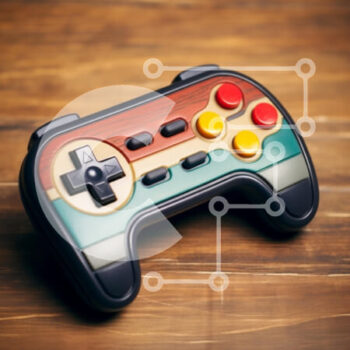 Intra Συλλεκτικό Ξύλινο Παζλ Plywood  4mm - Πολύχρωμο χειριστήριο βιντεοπαιχνιδιών σε ξύλινη επιφάνεια Σε Ξύλινο Κουτί - Διαστάσεις Puzzle: 10x10 cm – 25 κομμάτια - Image 1