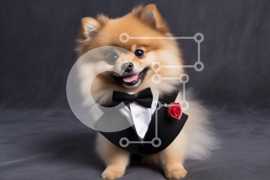 Intra Συλλεκτικό Ξύλινο Παζλ Plywood  4mm - Σκύλος Pomeranian σε σμόκιν με τριαντάφυλλο Σε Ξύλινο Κουτί - Διαστάσεις: 10x10 cm – 25 κομμάτια