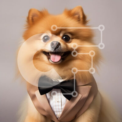 Intra Συλλεκτικό Ξύλινο Παζλ Plywood  4mm - Κομψός σκύλος Pomeranian με επίσημη ενδυμασία Σε Ξύλινο Κουτί - Διαστάσεις: 10x10 cm – 25 κομμάτια - Image 1