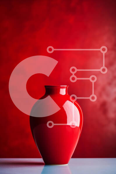 Intra Συλλεκτικό Ξύλινο Παζλ Plywood  4mm - Γυαλιστερό κόκκινο βάζο σε κόκκινο φόντο Σε Ξύλινο Κουτί - Διαστάσεις: 10x10 cm – 25 κομμάτια