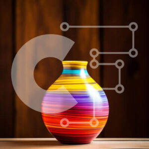 Intra Συλλεκτικό Ξύλινο Παζλ Plywood  4mm - Ζωντανό ριγέ βάζο σε ξύλινη επιφάνεια Σε Ξύλινο Κουτί - Διαστάσεις Puzzle: 10x10 cm – 25 κομμάτια