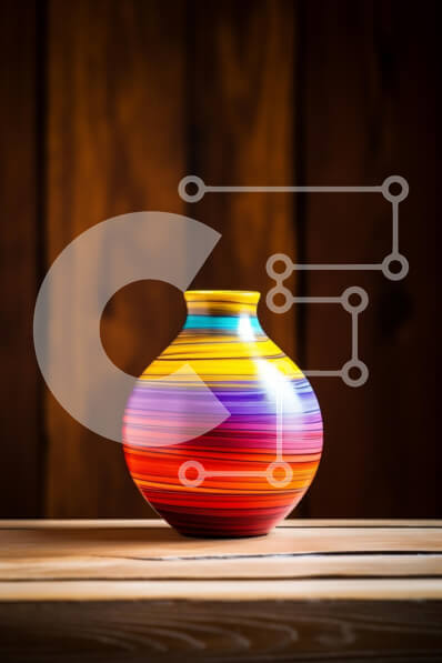 Intra Συλλεκτικό Ξύλινο Παζλ Plywood  4mm - Ζωντανό ριγέ βάζο σε ξύλινη επιφάνεια Σε Ξύλινο Κουτί - Διαστάσεις Puzzle: 10x10 cm – 25 κομμάτια