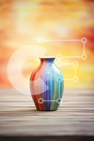 Intra Συλλεκτικό Ξύλινο Παζλ Plywood  4mm - Πολύχρωμο βάζο σε ξύλινη επιφάνεια Σε Ξύλινο Κουτί - Διαστάσεις: 10x10 cm – 25 κομμάτια