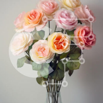 Intra Συλλεκτικό Ξύλινο Παζλ Plywood  4mm - Παστέλ τριαντάφυλλο μπουκέτο σε διαφανές γυάλινο βάζο Σε Ξύλινο Κουτί - Διαστάσεις Puzzle: 10x10 cm – 25 κομμάτια - Image 1