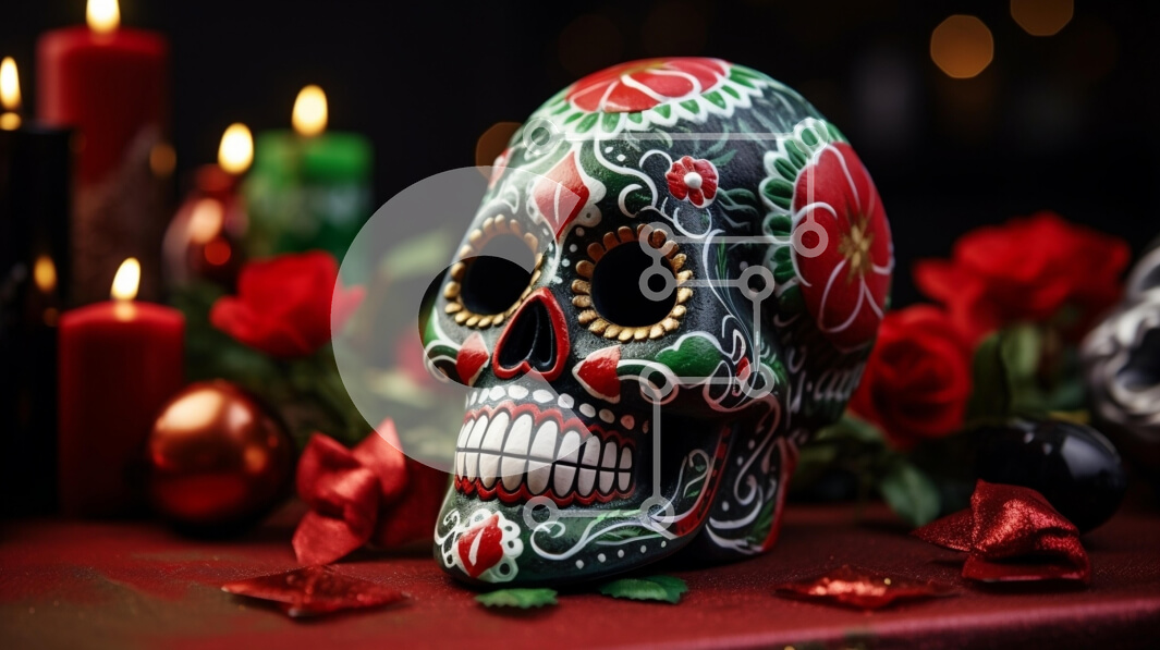 Intra Συλλεκτικό Ξύλινο Παζλ Plywood  4mm - Διακοσμητικό κρανίο για την Ημέρα των Νεκρών Σε Ξύλινο Κουτί - Διαστάσεις: 10x10 cm – 25 κομμάτια