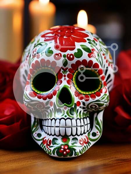 Intra Συλλεκτικό Ξύλινο Παζλ Plywood  4mm - Πολύχρωμο Sugar Skull για την Ημέρα των Νεκρών Σε Ξύλινο Κουτί - Διαστάσεις: 10x10 cm – 25 κομμάτια