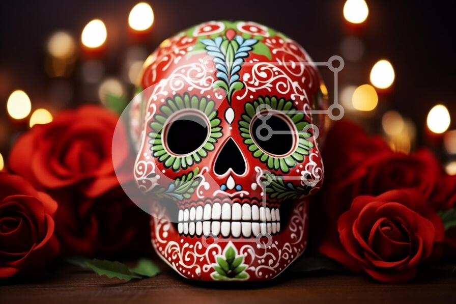 Intra Συλλεκτικό Ξύλινο Παζλ Plywood  4mm - Διακοσμητικό Sugar Skull για την Ημέρα των Νεκρών Σε Ξύλινο Κουτί - Διαστάσεις: 10x10 cm – 25 κομμάτια