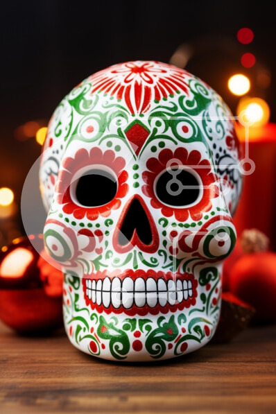 Intra Συλλεκτικό Ξύλινο Παζλ Plywood  4mm - Πολύχρωμο Sugar Skull για την Ημέρα των Νεκρών Σε Ξύλινο Κουτί - Διαστάσεις: 10x10 cm – 25 κομμάτια