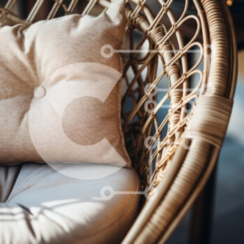 Intra Συλλεκτικό Ξύλινο Παζλ Plywood  4mm - Άνετη καρέκλα Rattan με μαξιλάρι σε ηλιόλουστο δωμάτιο Σε Ξύλινο Κουτί - Διαστάσεις Puzzle: 10x10 cm – 25 κομμάτια - Image 1