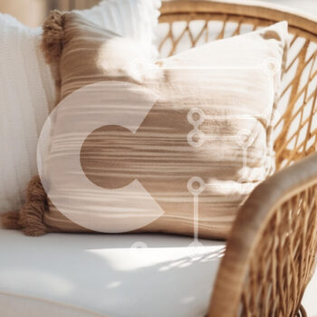 Intra Συλλεκτικό Ξύλινο Παζλ Plywood 4mm - Άνετη καρέκλα Rattan με διακοσμητικά μαξιλάρια Σε Ξύλινο Κουτί - Διαστάσεις Puzzle: 10x10 cm – 25 κομμάτια - Image 1