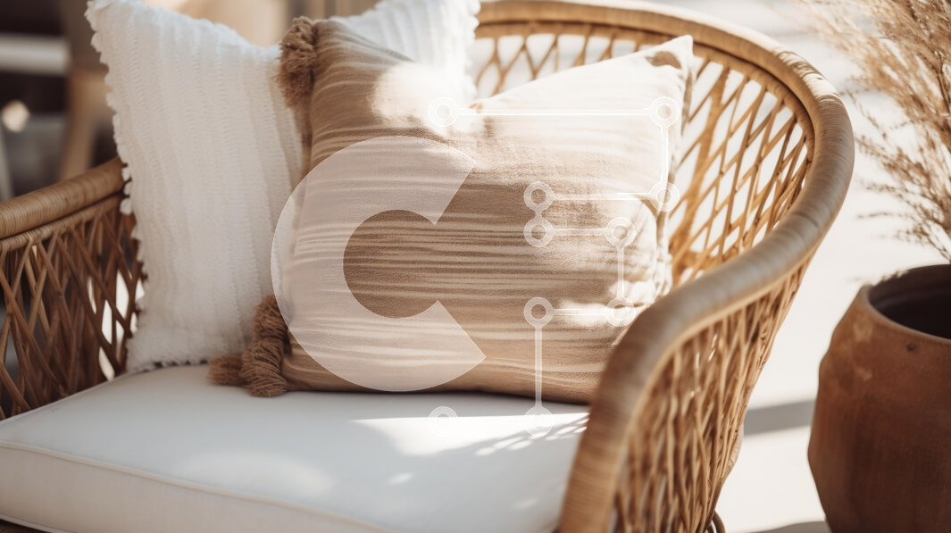 Intra Συλλεκτικό Ξύλινο Παζλ Plywood  4mm - Άνετη καρέκλα Rattan με διακοσμητικά μαξιλάρια Σε Ξύλινο Κουτί - Διαστάσεις Puzzle: 10x10 cm – 25 κομμάτια - Image 1