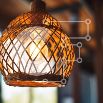 Intra Συλλεκτικό Ξύλινο Παζλ Plywood  4mm - Πλεκτό κρεμαστό φως Rattan σε μοντέρνο εσωτερικό Σε Ξύλινο Κουτί - Διαστάσεις Puzzle: 10x10 cm – 25 κομμάτια - Image 1