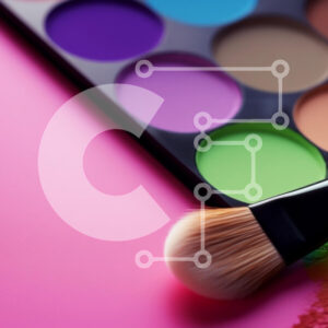 Intra Συλλεκτικό Ξύλινο Παζλ Plywood  4mm - Πολύχρωμη παλέτα μακιγιάζ με πινέλο σε ροζ φόντο Σε Ξύλινο Κουτί - Διαστάσεις Puzzle: 10x10 cm – 25 κομμάτια