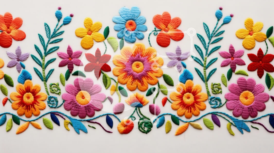 Intra Συλλεκτικό Ξύλινο Παζλ Plywood  4mm - Ζωντανό σχέδιο κεντήματος με λουλούδια Σε Ξύλινο Κουτί - Διαστάσεις Puzzle: 10x10 cm – 25 κομμάτια