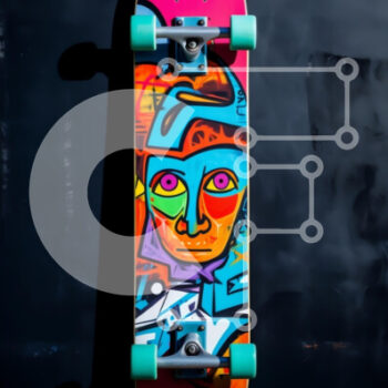 Intra Συλλεκτικό Ξύλινο Παζλ Plywood 4mm - Graffiti Art Skateboard Σε Ξύλινο Κουτί - Διαστάσεις Puzzle: 10x10 cm – 25 κομμάτια - Image 1