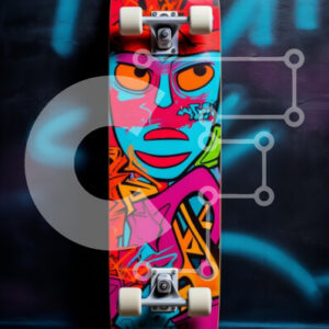 Intra Συλλεκτικό Ξύλινο Παζλ Plywood  4mm - Ζωντανό Graffiti Skateboard Σε Ξύλινο Κουτί - Διαστάσεις Puzzle: 10x10 cm – 25 κομμάτια