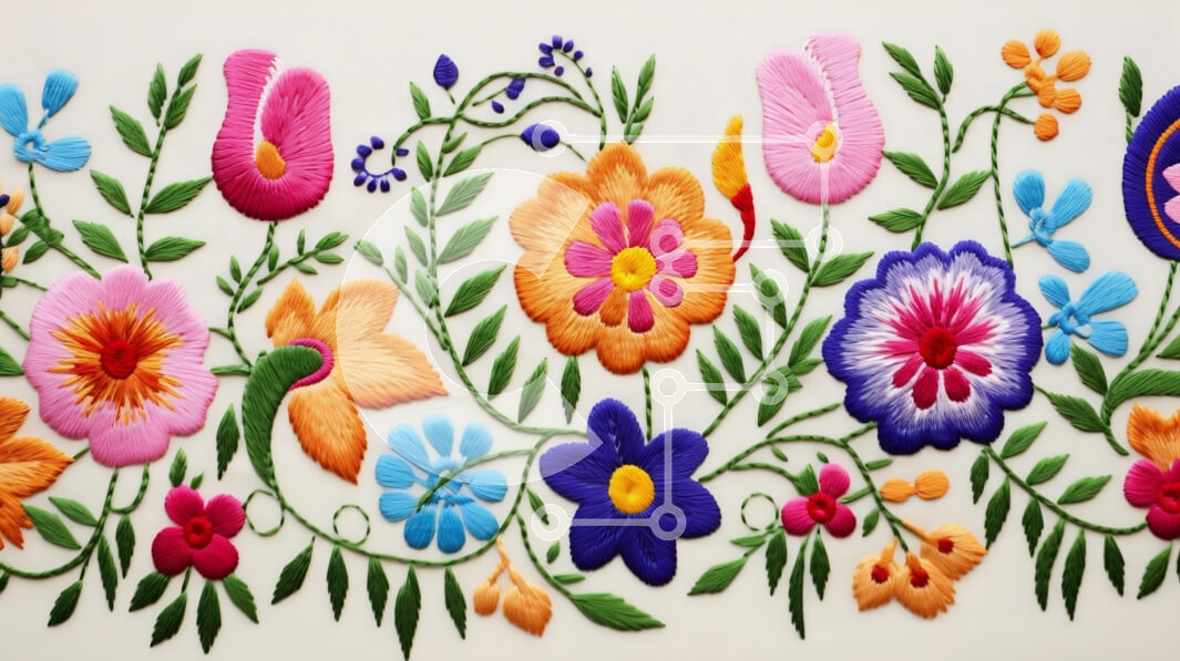 Intra Συλλεκτικό Ξύλινο Παζλ Plywood  4mm - Ζωντανό σχέδιο κεντήματος με λουλούδια Σε Ξύλινο Κουτί - Διαστάσεις Puzzle: 10x10 cm – 25 κομμάτια