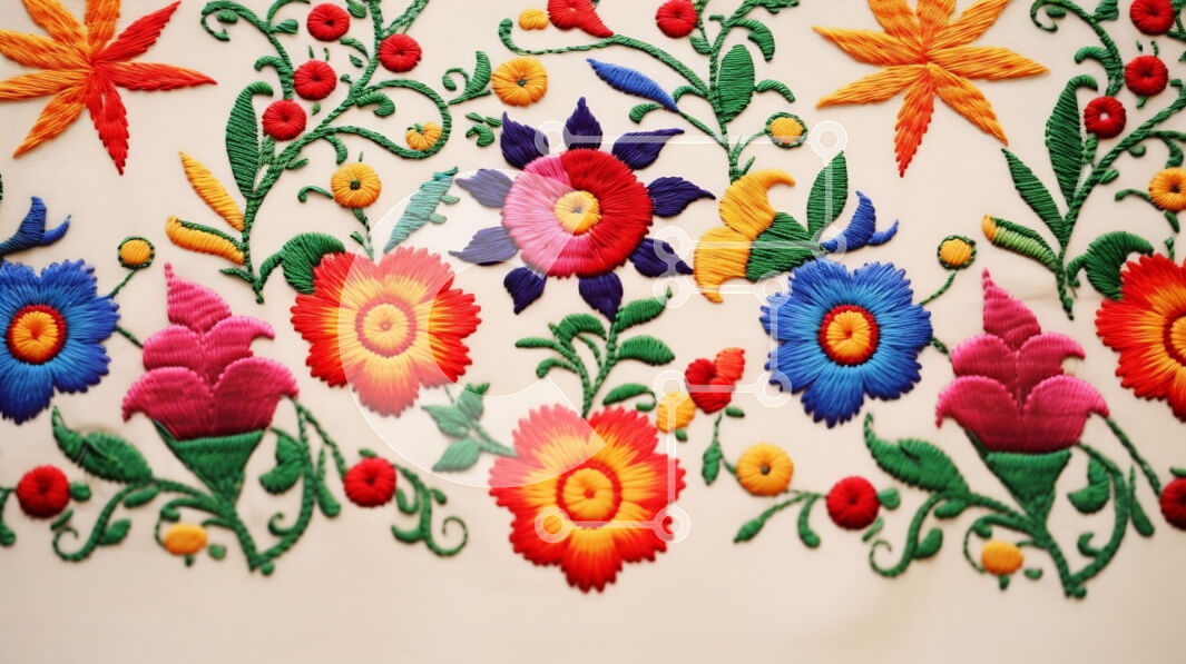 Intra Συλλεκτικό Ξύλινο Παζλ Plywood  4mm - Ζωντανό σχέδιο κεντήματος με λουλούδια Σε Ξύλινο Κουτί - Διαστάσεις Puzzle: 10x10 cm – 25 κομμάτια