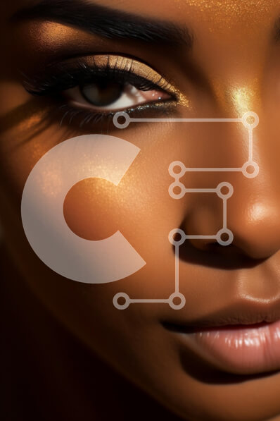 Intra Συλλεκτικό Ξύλινο Παζλ Plywood  4mm - Πορτρέτο από κοντά με χρυσές ανταύγειες και έντονο μακιγιάζ Σε Ξύλινο Κουτί - Διαστάσεις Puzzle: 10x10 cm – 25 κομμάτια