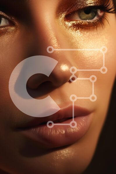 Intra Συλλεκτικό Ξύλινο Παζλ Plywood  4mm - Κοντινό πλάνο γυναικείου προσώπου με λαμπερό μακιγιάζ Σε Ξύλινο Κουτί - Διαστάσεις Puzzle: 10x10 cm – 25 κομμάτια