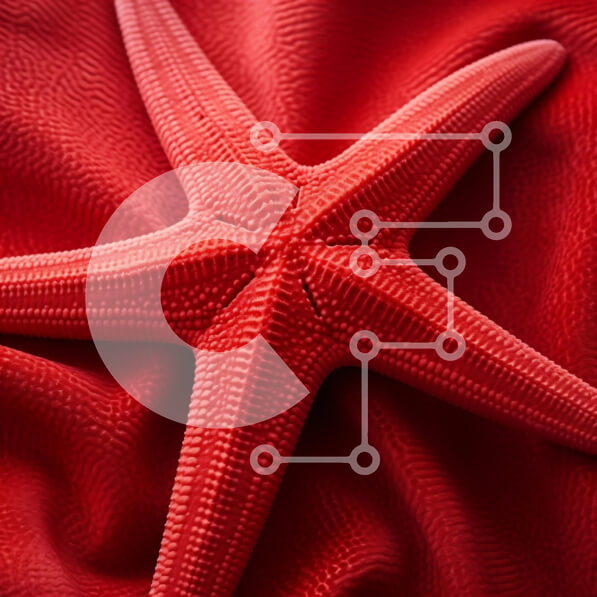 Intra Συλλεκτικό Ξύλινο Παζλ Plywood  4mm - Κοντινό πλάνο ενός κόκκινου αστερία σε κόκκινο φόντο με υφή Σε Ξύλινο Κουτί - Διαστάσεις: 10x10 cm – 25 κομμάτια