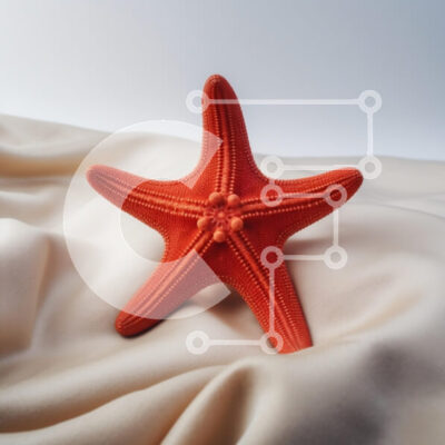 Intra Συλλεκτικό Ξύλινο Παζλ Plywood  4mm - Ζωντανός πορτοκαλί αστερίας σε κρεμ ύφασμα Σε Ξύλινο Κουτί - Διαστάσεις: 10x10 cm – 25 κομμάτια - Image 1