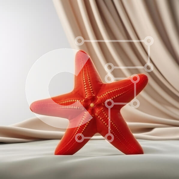 Intra Συλλεκτικό Ξύλινο Παζλ Plywood  4mm - Κόκκινος αστερίας σε κρεμ ύφασμα φόντο Σε Ξύλινο Κουτί - Διαστάσεις: 10x10 cm – 25 κομμάτια