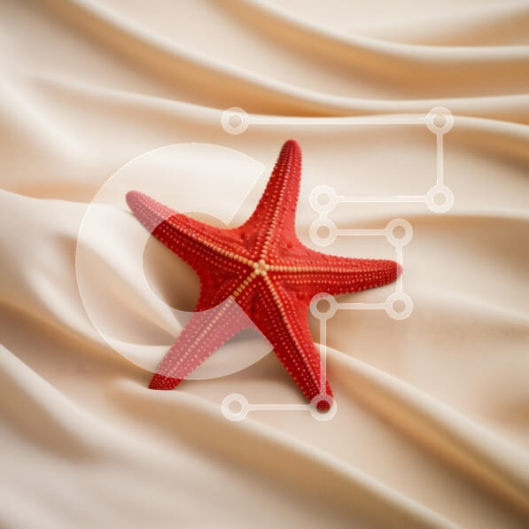 Intra Συλλεκτικό Ξύλινο Παζλ Plywood  4mm - Κόκκινος αστερίας σε κρεμ ύφασμα Σε Ξύλινο Κουτί - Διαστάσεις: 10x10 cm – 25 κομμάτια