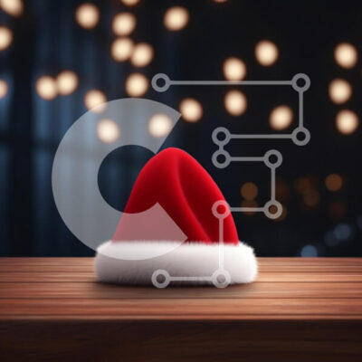 Intra Συλλεκτικό Ξύλινο Παζλ Plywood  4mm - Χριστουγεννιάτικο καπέλο σε ξύλινο τραπέζι με λαμπερά φωτάκια Σε Ξύλινο Κουτί - Διαστάσεις: 10x10 cm – 25 κομμάτια - Image 1