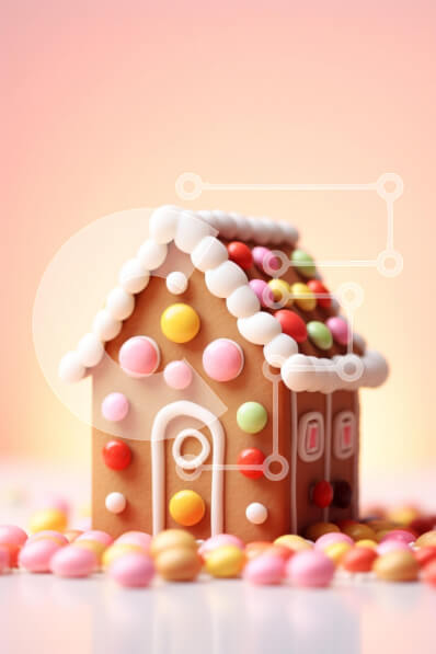 Intra Συλλεκτικό Ξύλινο Παζλ Plywood  4mm - Πολύχρωμο μελόψωμο σπίτι με ζαχαρωτά διακοσμητικά Σε Ξύλινο Κουτί - Διαστάσεις: 10x10 cm – 25 κομμάτια