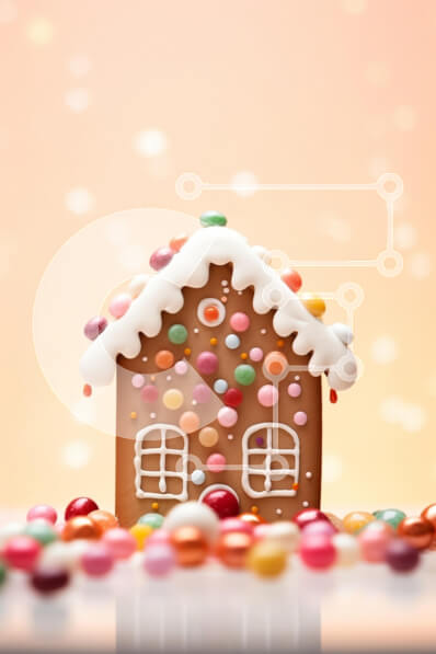 Intra Συλλεκτικό Ξύλινο Παζλ Plywood  4mm - Πολύχρωμο μελόψωμο σπίτι με ζαχαρωτά διακοσμητικά Σε Ξύλινο Κουτί - Διαστάσεις: 10x10 cm – 25 κομμάτια