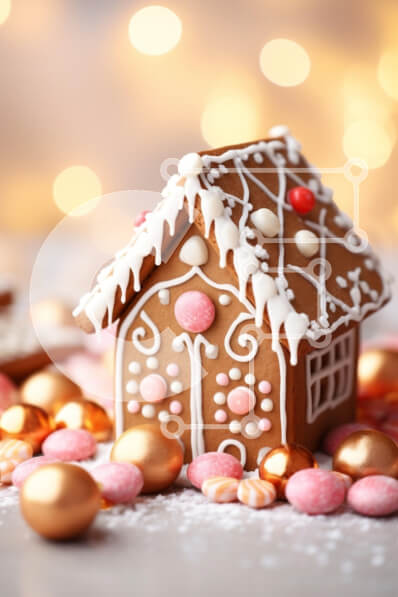 Intra Συλλεκτικό Ξύλινο Παζλ Plywood  4mm - Εορταστικά διακοσμημένο σπίτι με μελόψωμο Σε Ξύλινο Κουτί - Διαστάσεις: 10x10 cm – 25 κομμάτια