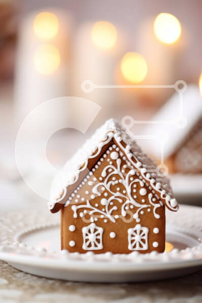 Intra Συλλεκτικό Ξύλινο Παζλ Plywood  4mm - Gingerbread House Διακοσμημένο για τις γιορτές Σε Ξύλινο Κουτί - Διαστάσεις: 10x10 cm – 25 κομμάτια