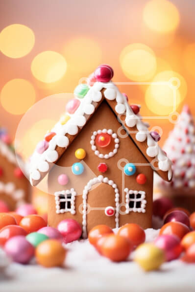 Intra Συλλεκτικό Ξύλινο Παζλ Plywood  4mm - Εορταστικά διακοσμημένο Σπίτι με μελόψωμο με πολύχρωμες καραμέλες Σε Ξύλινο Κουτί - Διαστάσεις: 10x10 cm – 25 κομμάτια