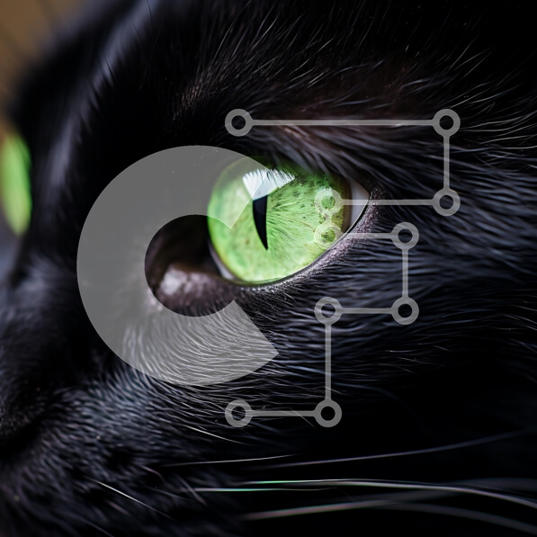 Intra Συλλεκτικό Ξύλινο Παζλ Plywood  4mm - Κοντινό πλάνο του ματιού μιας μαύρης γάτας Σε Ξύλινο Κουτί - Διαστάσεις: 10x10 cm – 25 κομμάτια