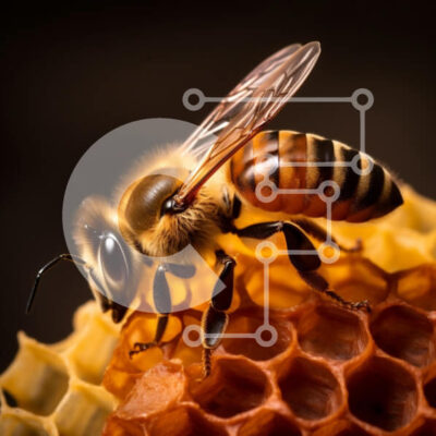 Intra Συλλεκτικό Ξύλινο Παζλ Plywood  4mm - Κοντινό πλάνο μιας μέλισσας στην κηρήθρα Σε Ξύλινο Κουτί - Διαστάσεις: 10x10 cm – 25 κομμάτια - Image 1