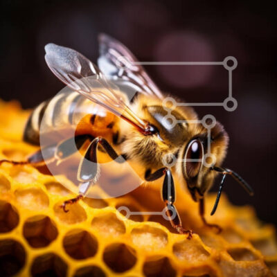 Intra Συλλεκτικό Ξύλινο Παζλ Plywood  4mm - Κοντινό πλάνο μιας μέλισσας στην κηρήθρα Σε Ξύλινο Κουτί - Διαστάσεις: 10x10 cm – 25 κομμάτια - Image 1