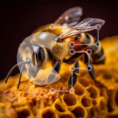 Intra Συλλεκτικό Ξύλινο Παζλ Plywood  4mm - Κοντινό πλάνο μιας μέλισσας στην κηρήθρα Σε Ξύλινο Κουτί - Διαστάσεις: 10x10 cm – 25 κομμάτια - Image 1