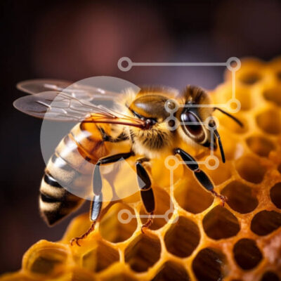 Intra Συλλεκτικό Ξύλινο Παζλ Plywood  4mm - Κοντινό πλάνο μιας μέλισσας στην κηρήθρα Σε Ξύλινο Κουτί - Διαστάσεις: 10x10 cm – 25 κομμάτια - Image 1