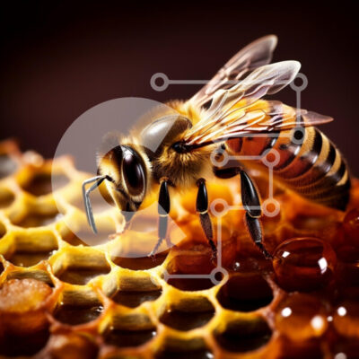 Intra Συλλεκτικό Ξύλινο Παζλ Plywood  4mm - Κοντινό πλάνο της μέλισσας στην κηρήθρα Σε Ξύλινο Κουτί - Διαστάσεις: 10x10 cm – 25 κομμάτια - Image 1